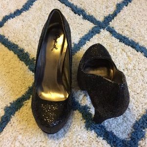 NEW Black Sequin Heels SIZE 6